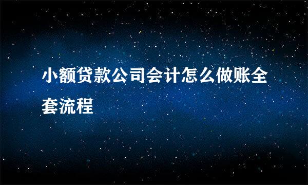 小额贷款公司会计怎么做账全套流程