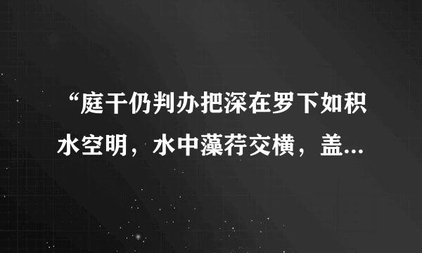 “庭干仍判办把深在罗下如积水空明，水中藻荇交横，盖竹柏影也”的意思是什么？