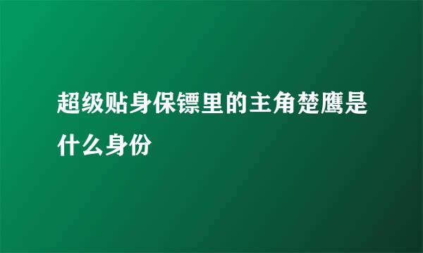 超级贴身保镖里的主角楚鹰是什么身份