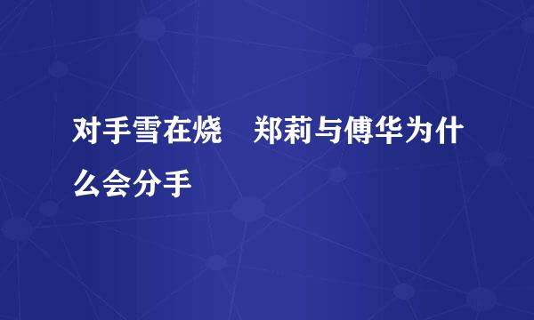 对手雪在烧 郑莉与傅华为什么会分手