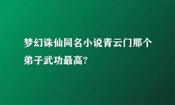 梦幻诛仙同名小说青云门那个弟子武功最高?