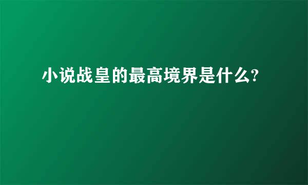 小说战皇的最高境界是什么?