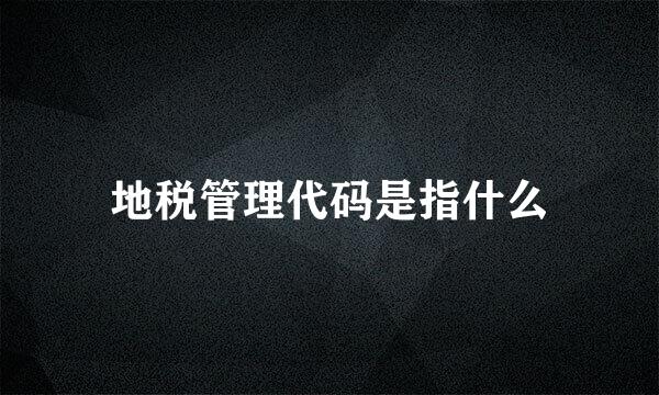 地税管理代码是指什么