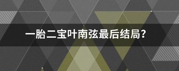 一胎二宝叶南弦最后结局？