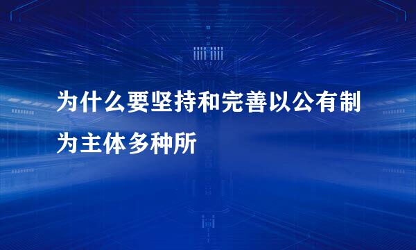 为什么要坚持和完善以公有制为主体多种所