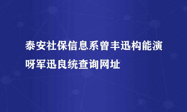 泰安社保信息系曾丰迅构能演呀军迅良统查询网址