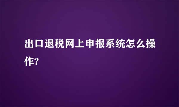 出口退税网上申报系统怎么操作?