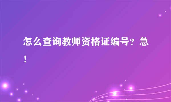 怎么查询教师资格证编号？急！