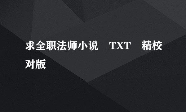 求全职法师小说 TXT 精校对版