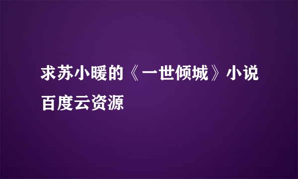 求苏小暖的《一世倾城》小说百度云资源