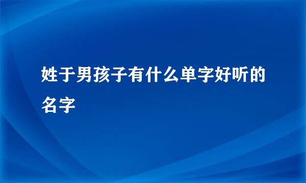 姓于男孩子有什么单字好听的名字