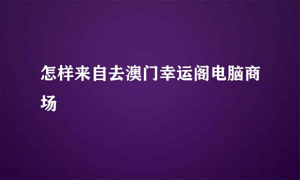 怎样来自去澳门幸运阁电脑商场