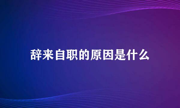 辞来自职的原因是什么