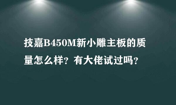 技嘉B450M新小雕主板的质量怎么样？有大佬试过吗？