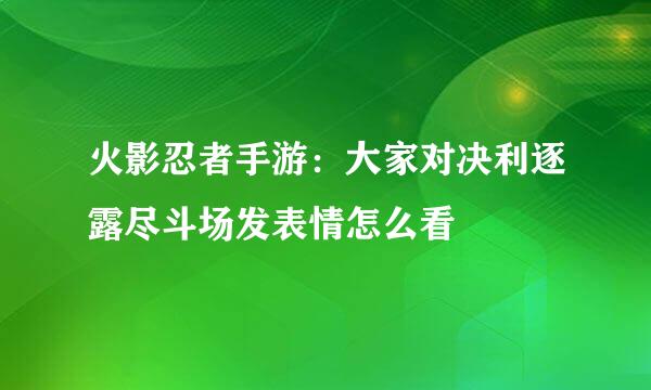 火影忍者手游：大家对决利逐露尽斗场发表情怎么看