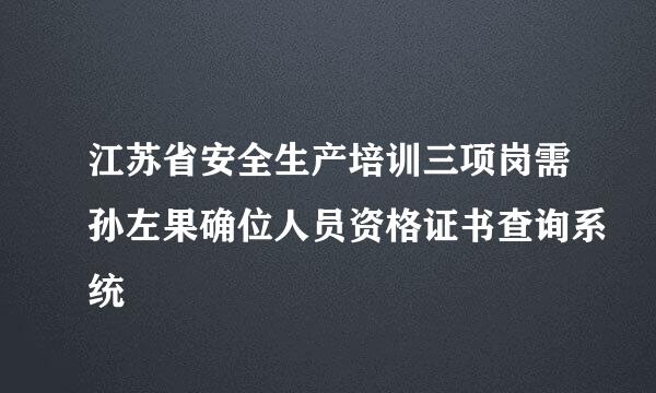 江苏省安全生产培训三项岗需孙左果确位人员资格证书查询系统