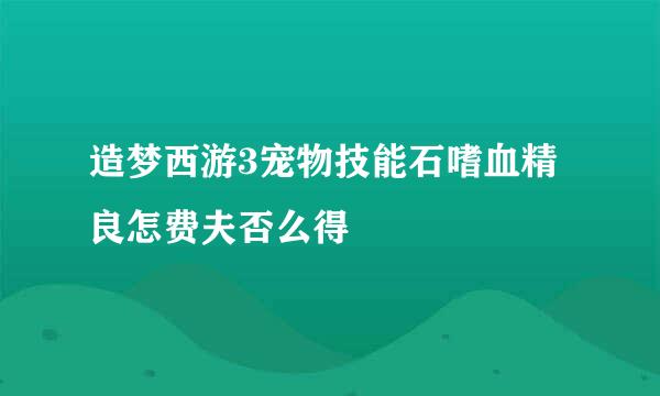 造梦西游3宠物技能石嗜血精良怎费夫否么得