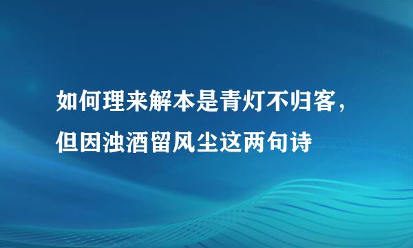 如何理来解本是青灯不归客，但因浊酒留风尘这两句诗