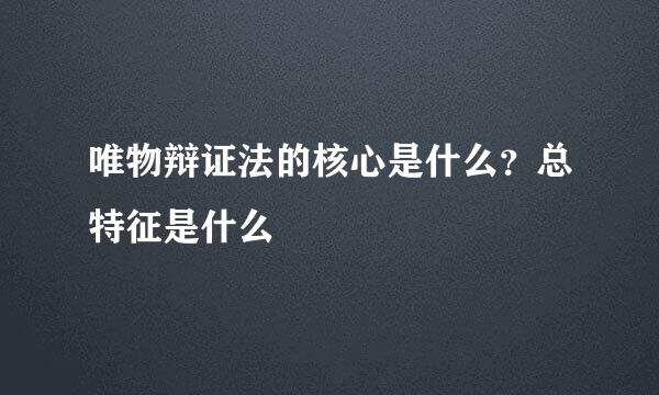 唯物辩证法的核心是什么？总特征是什么