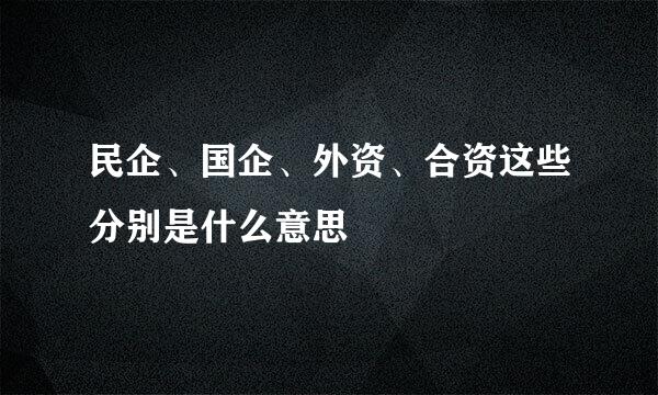 民企、国企、外资、合资这些分别是什么意思