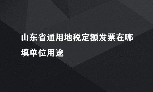 山东省通用地税定额发票在哪填单位用途