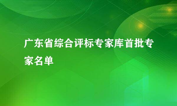 广东省综合评标专家库首批专家名单