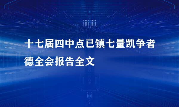 十七届四中点已镇七量凯争者德全会报告全文