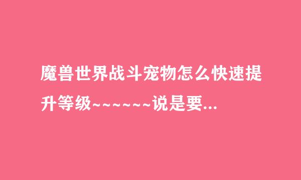 魔兽世界战斗宠物怎么快速提升等级~~~~~~说是要抓高等级的宝宝带着练 但是哪有单只的高等级宝宝呢?