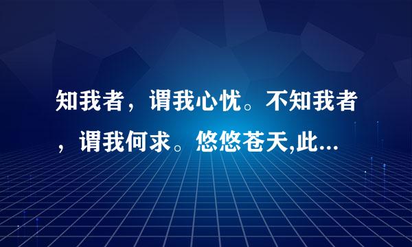 知我者，谓我心忧。不知我者，谓我何求。悠悠苍天,此何人哉? 这句话的意思是？？