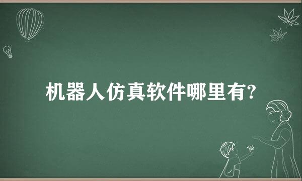 机器人仿真软件哪里有?