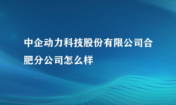 中企动力科技股份有限公司合肥分公司怎么样