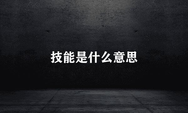 技能是什么意思