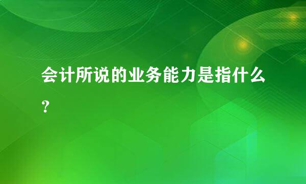 会计所说的业务能力是指什么？