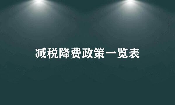 减税降费政策一览表