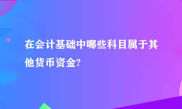 在会计基础中哪些科目属于其他货币资金?