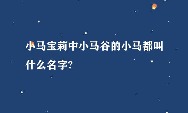 小马宝莉中小马谷的小马都叫什么名字?