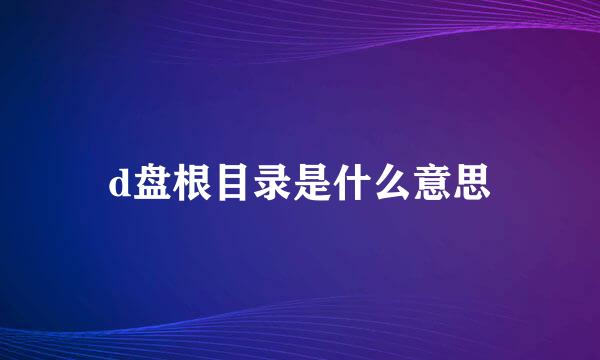 d盘根目录是什么意思