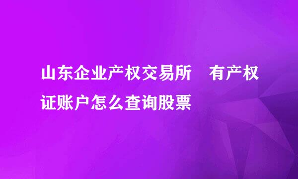 山东企业产权交易所 有产权证账户怎么查询股票