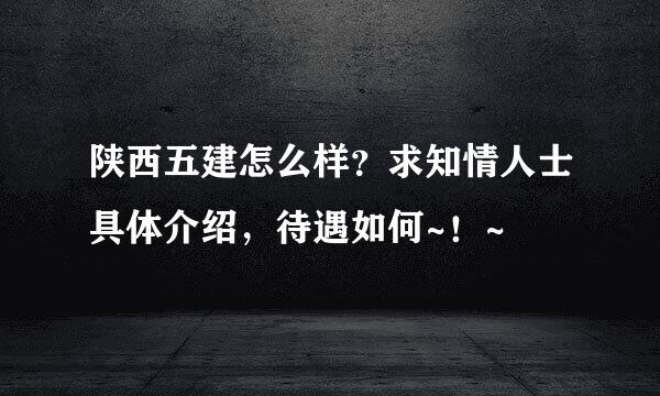 陕西五建怎么样？求知情人士具体介绍，待遇如何~！~