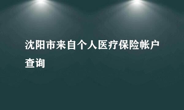 沈阳市来自个人医疗保险帐户查询