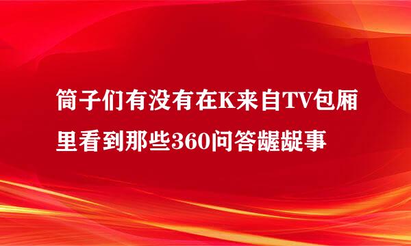 筒子们有没有在K来自TV包厢里看到那些360问答龌龊事