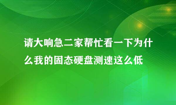 请大响急二家帮忙看一下为什么我的固态硬盘测速这么低