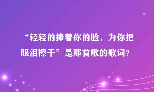 “轻轻的捧着你的脸，为你把眼泪擦干”是那首歌的歌词？