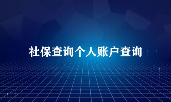 社保查询个人账户查询