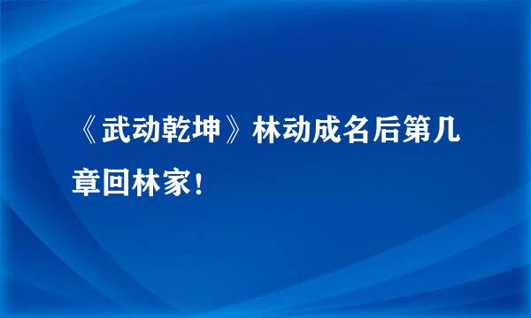 《武动乾坤》林动成名后第几章回林家！