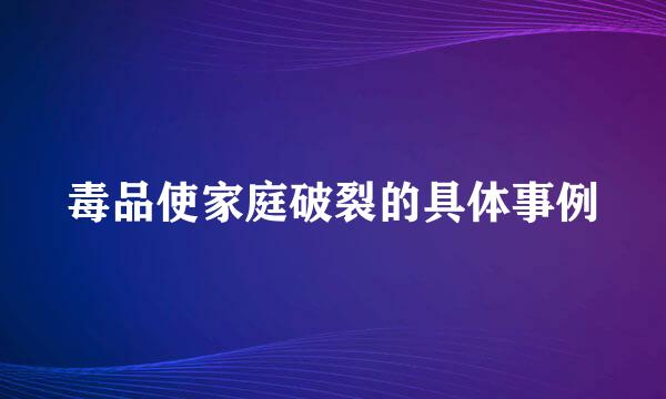 毒品使家庭破裂的具体事例