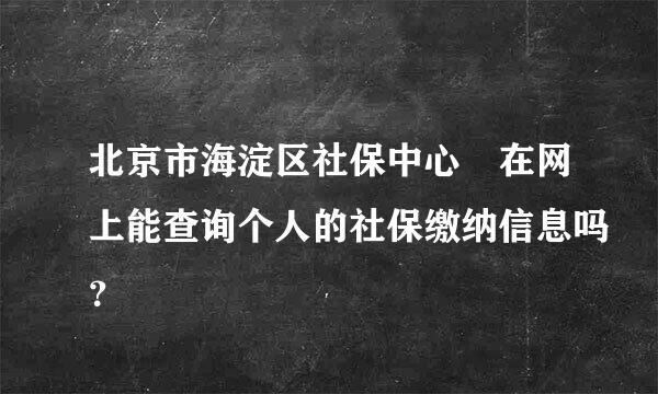 北京市海淀区社保中心 在网上能查询个人的社保缴纳信息吗？