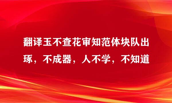 翻译玉不查花审知范体块队出琢，不成器，人不学，不知道