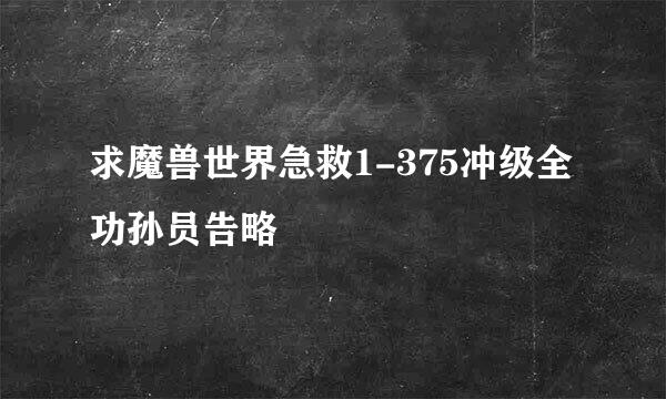 求魔兽世界急救1-375冲级全功孙员告略