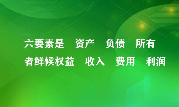 六要素是 资产 负债 所有者鲜候权益 收入 费用 利润